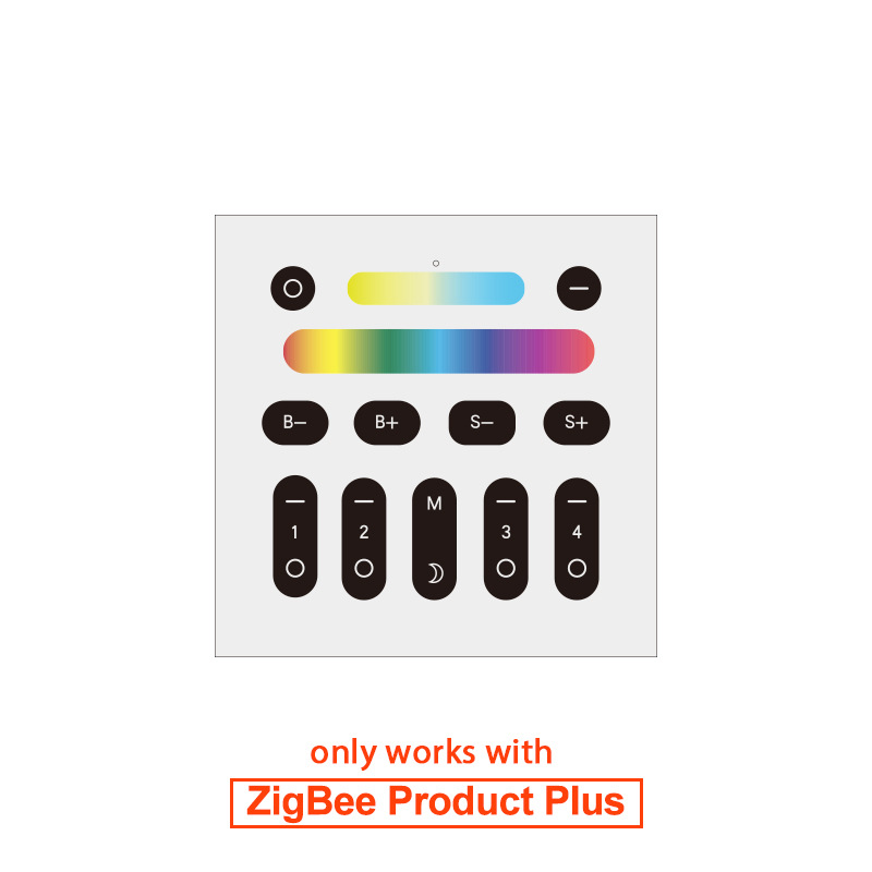 DC3V 4 Zones of RGB+CCT Touch Wall Panel RF Remote Control For RGBWW Zigbee LED Lights and Controller DC3V 4 Zones of RGB+CCT Touch Wall Panel RF Remote Control For RGBWW Zigbee LED Lights and Controller